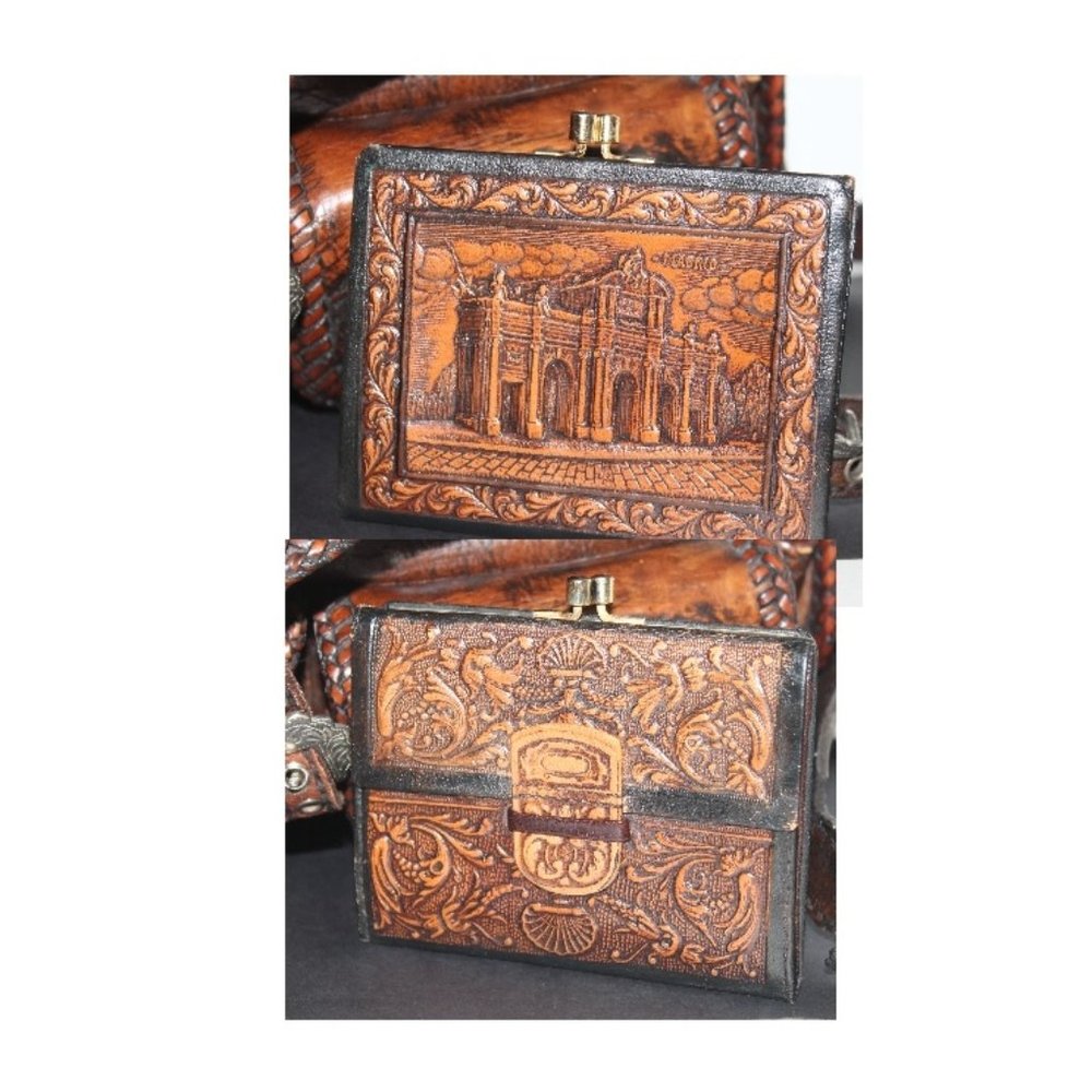 New Handmade Tooled Roses Angel Backpack & Wallet - Picture 10 of 16
